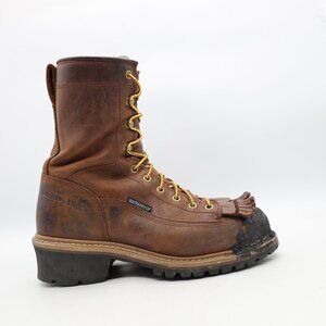 Carolina Logger Brown Leather Safety Steel Toe Work Boots Men's 9.5 D CA9824